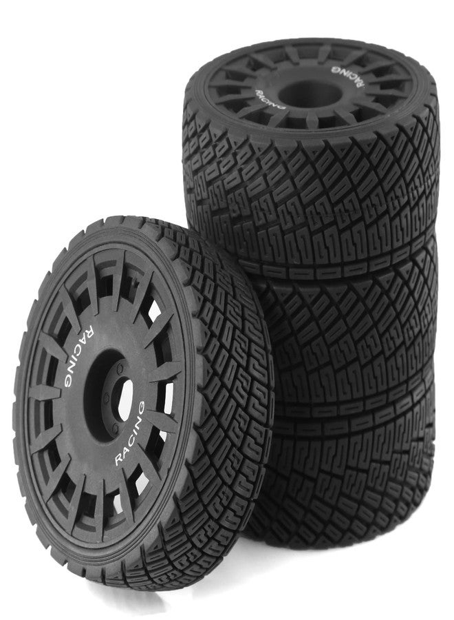 Chanjorlin 1/8 RC On Road Tires And Plastic Street Wheels 17mm Hex OD 3.94'' 1/7 Rally Racing Tyres For 1:8 1:7 Touring Street Drift Car Tamiya HPI WR8 HSP ARRMA Redcat Losi Kyosho GT2 VRX W10 (Black) - Image 1